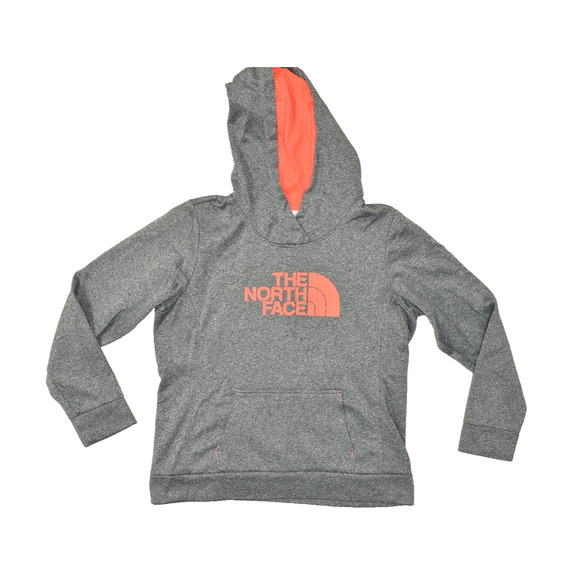 The North Face Women Gray Hoodie W/ Orange Logo & Hood Regular Size L Polyester - Picture 1 of 8